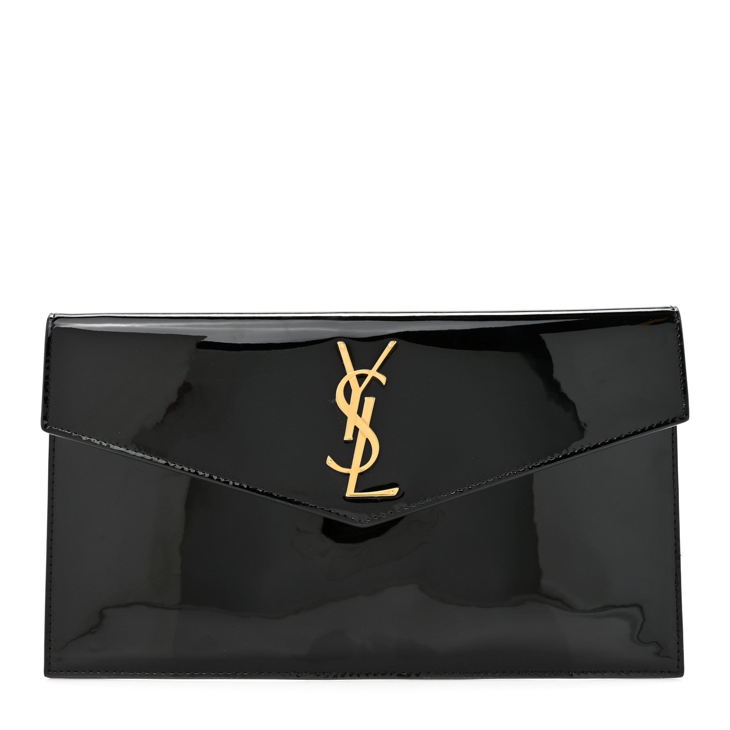 Saint Laurent Patent Calfskin Monogram Uptown Clutch Black 1 of 8