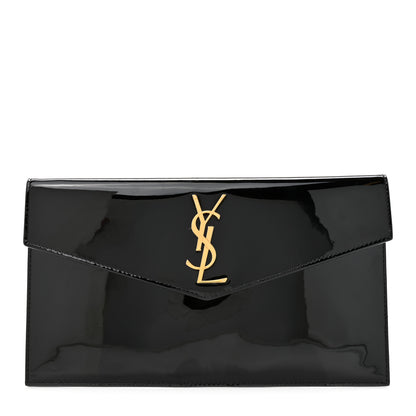 Saint Laurent Patent Calfskin Monogram Uptown Clutch Black 1 of 8