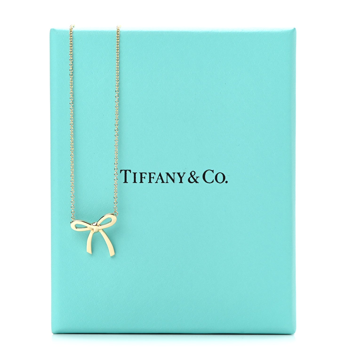 Tiffany 18K Yellow Gold Mini Bow Pendant Necklace 6 of 6