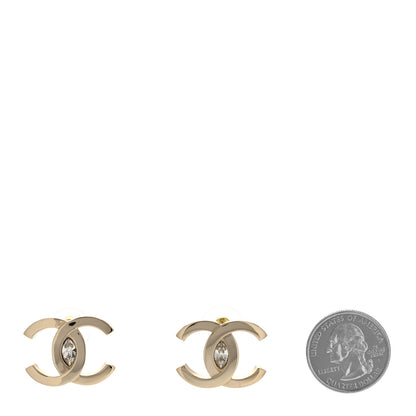 Chanel Crystal CC Large Stud Earrings Gold 2 of 4