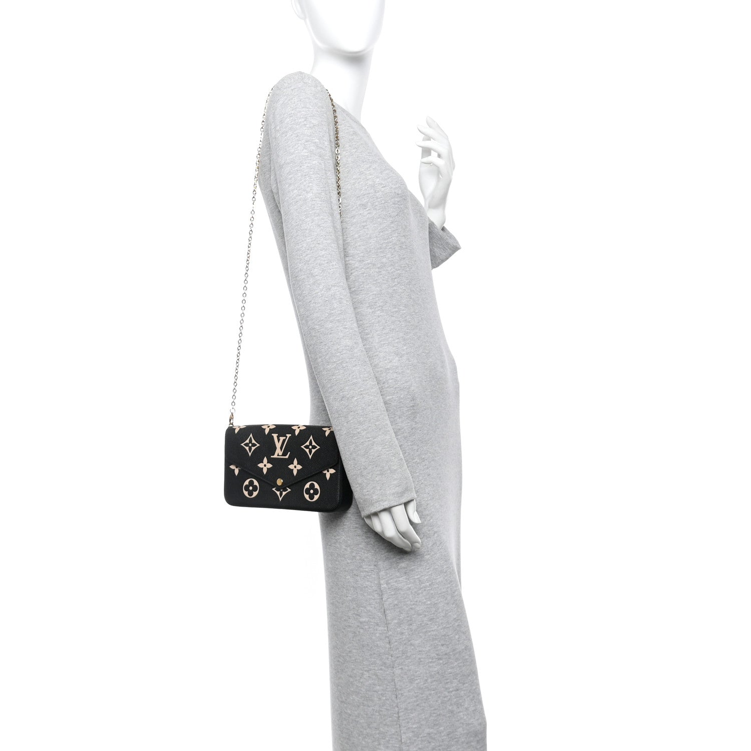 Louis Vuitton Empreinte Monogram Giant Felicie Pochette Black Beige 2 of 11