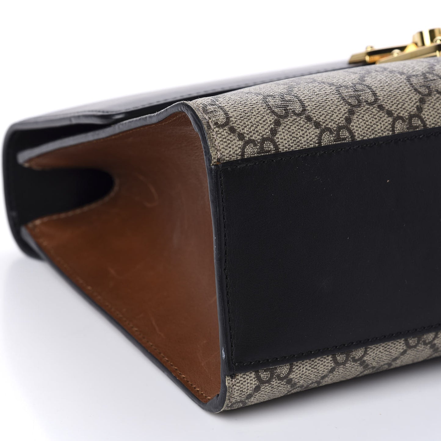 GG Supreme Monogram Calfskin Medium Padlock Shoulder Bag Beige Black Cuir