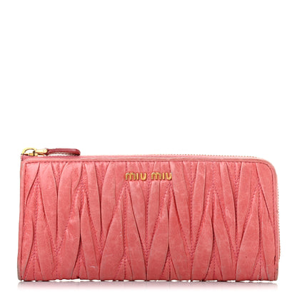 Miu Miu Nappa Matelasse Lux Zip Around Wallet Rosa 1 of 8