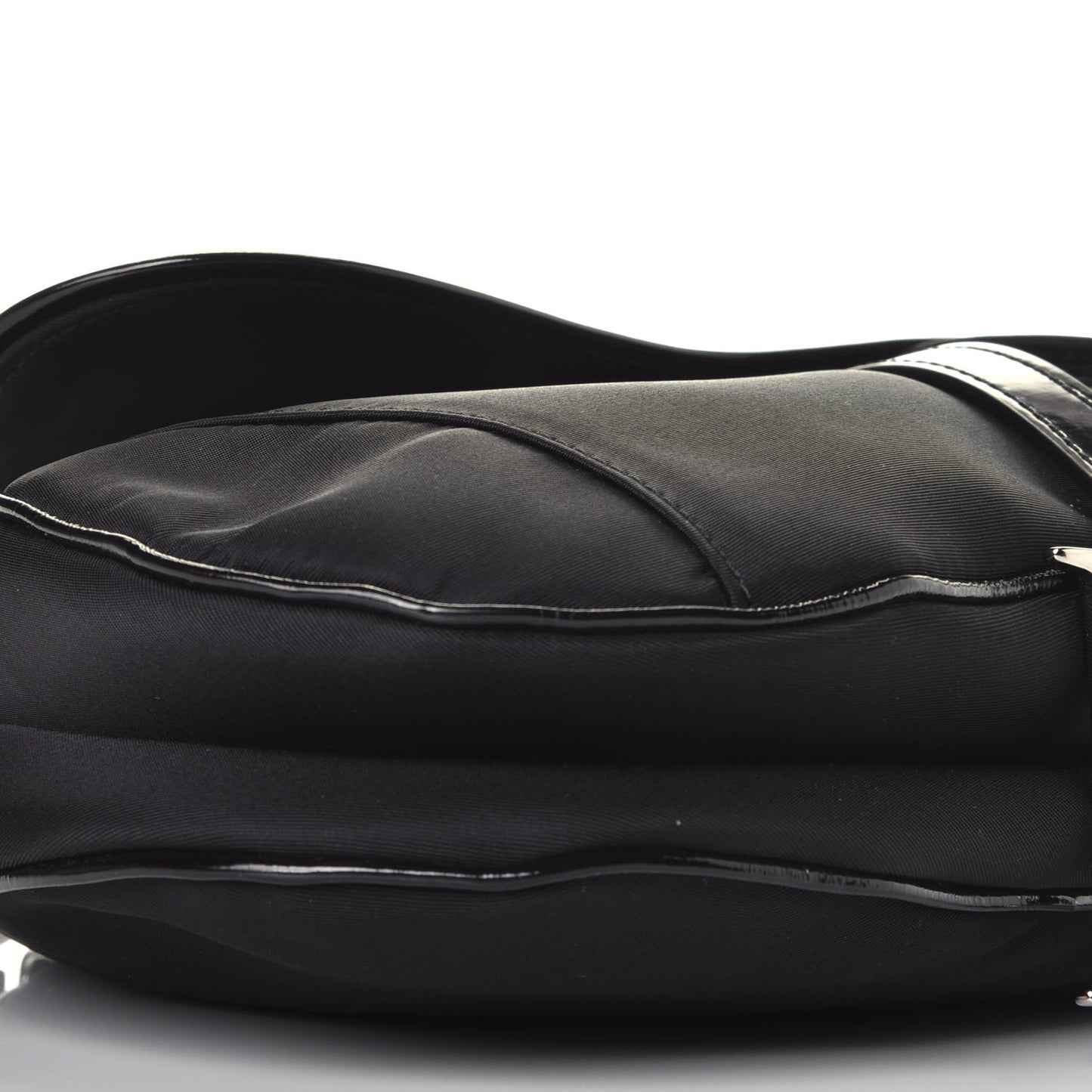 Canvas Patent Calfskin Saddle Bag Black