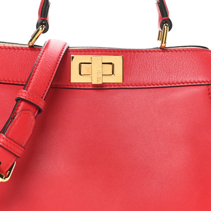 Fendi Vitello Seta Nappa Chinese Valentines Day Karligraphy Small Peekaboo I SEE U Satchel Rosso Cardinale Panna 8 of 10