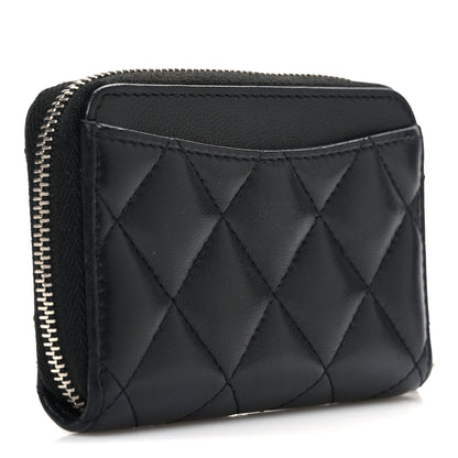 Chanel Lambskin Quilted Zip Coin Purse Black 3 of 7
