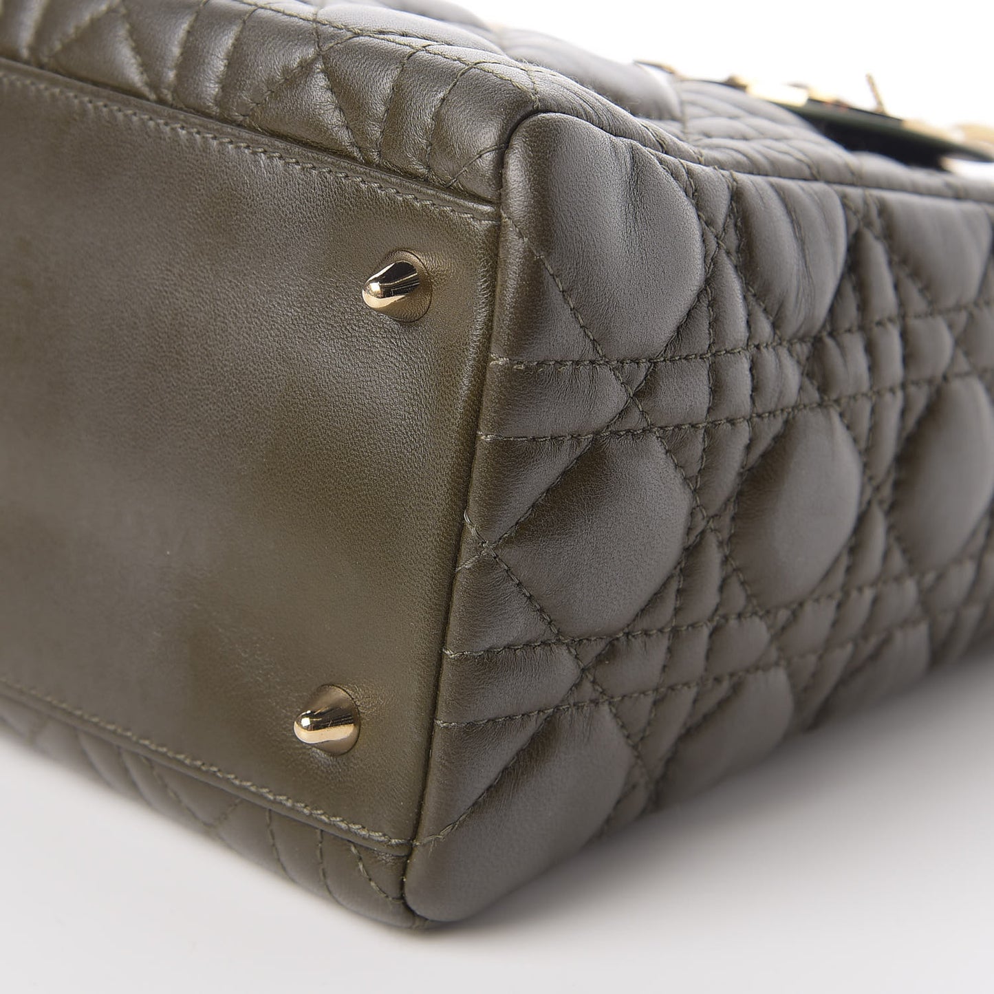 Lambskin Cannage Medium Lady Dior Olive Green