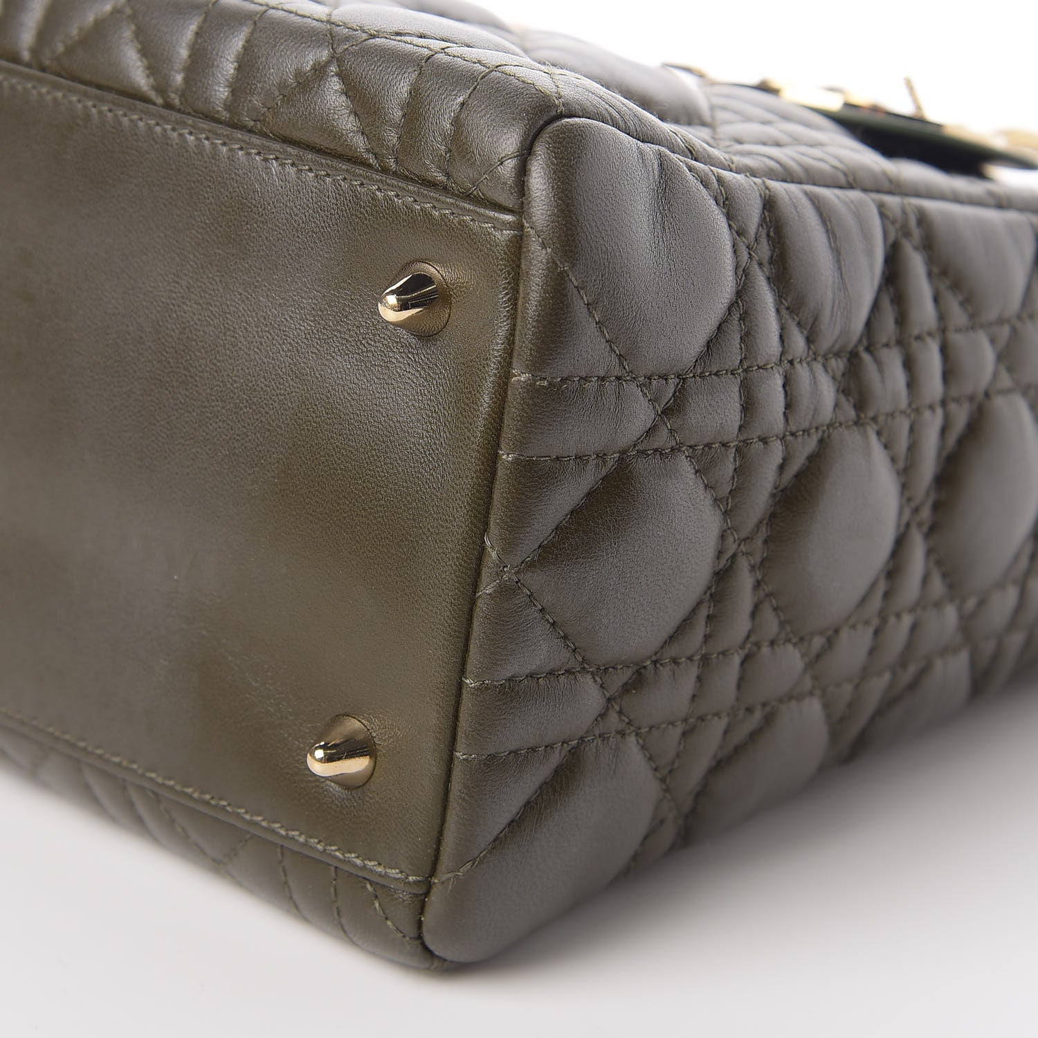 Christian Dior Lambskin Cannage Medium Lady Dior Olive Green 7 of 9