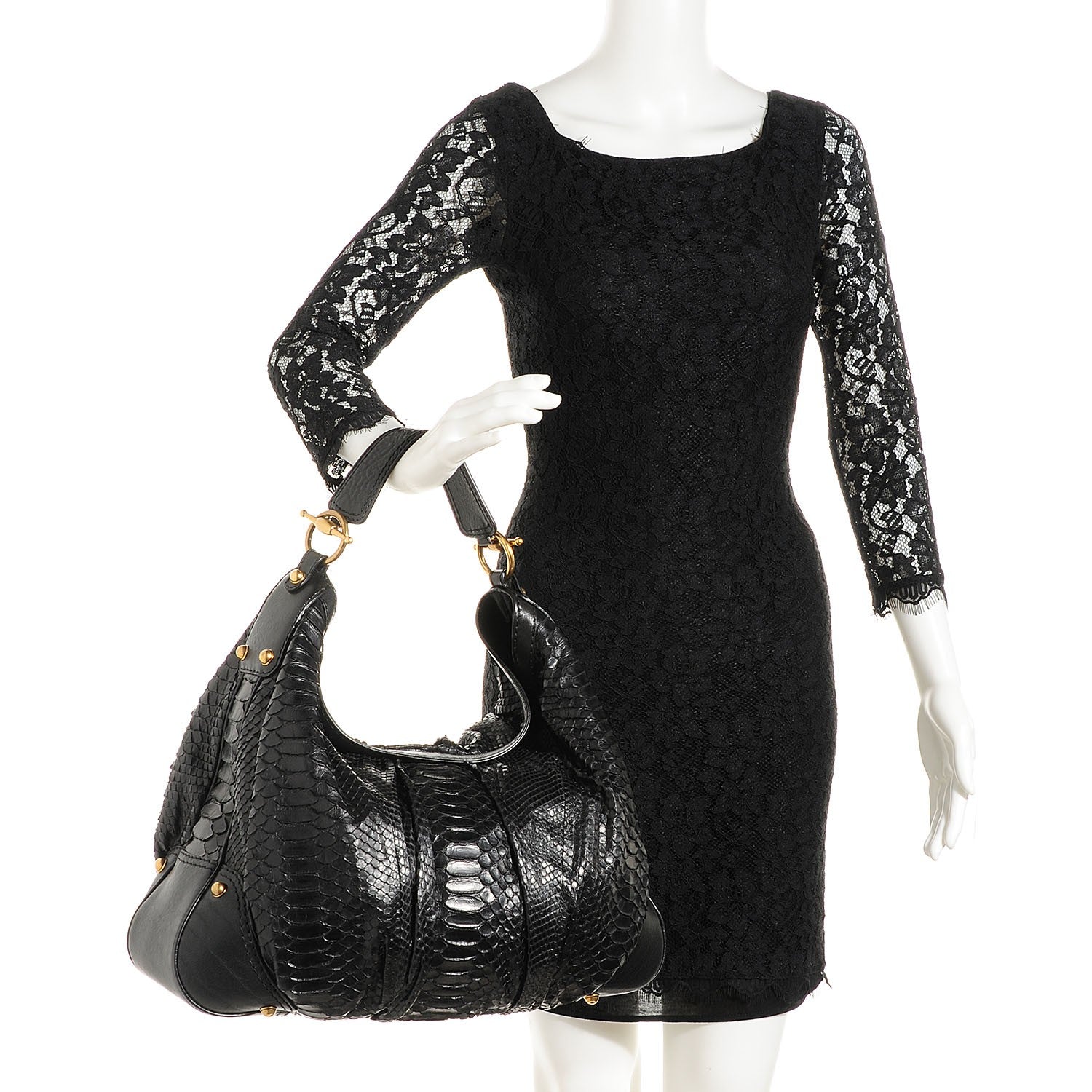Gucci Python Large Jockey Hobo Black 2 of 7