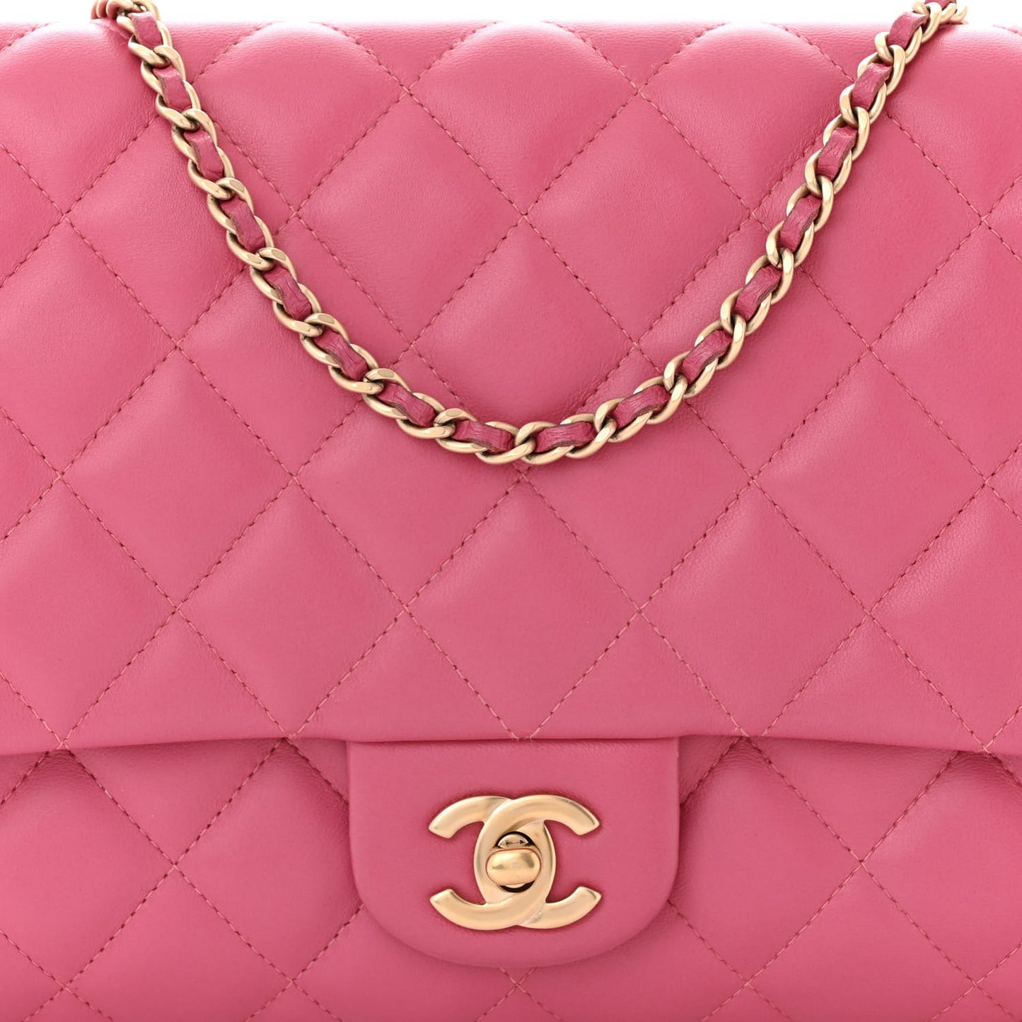 Lambskin Quilted Clutch With Chain Flap Pink