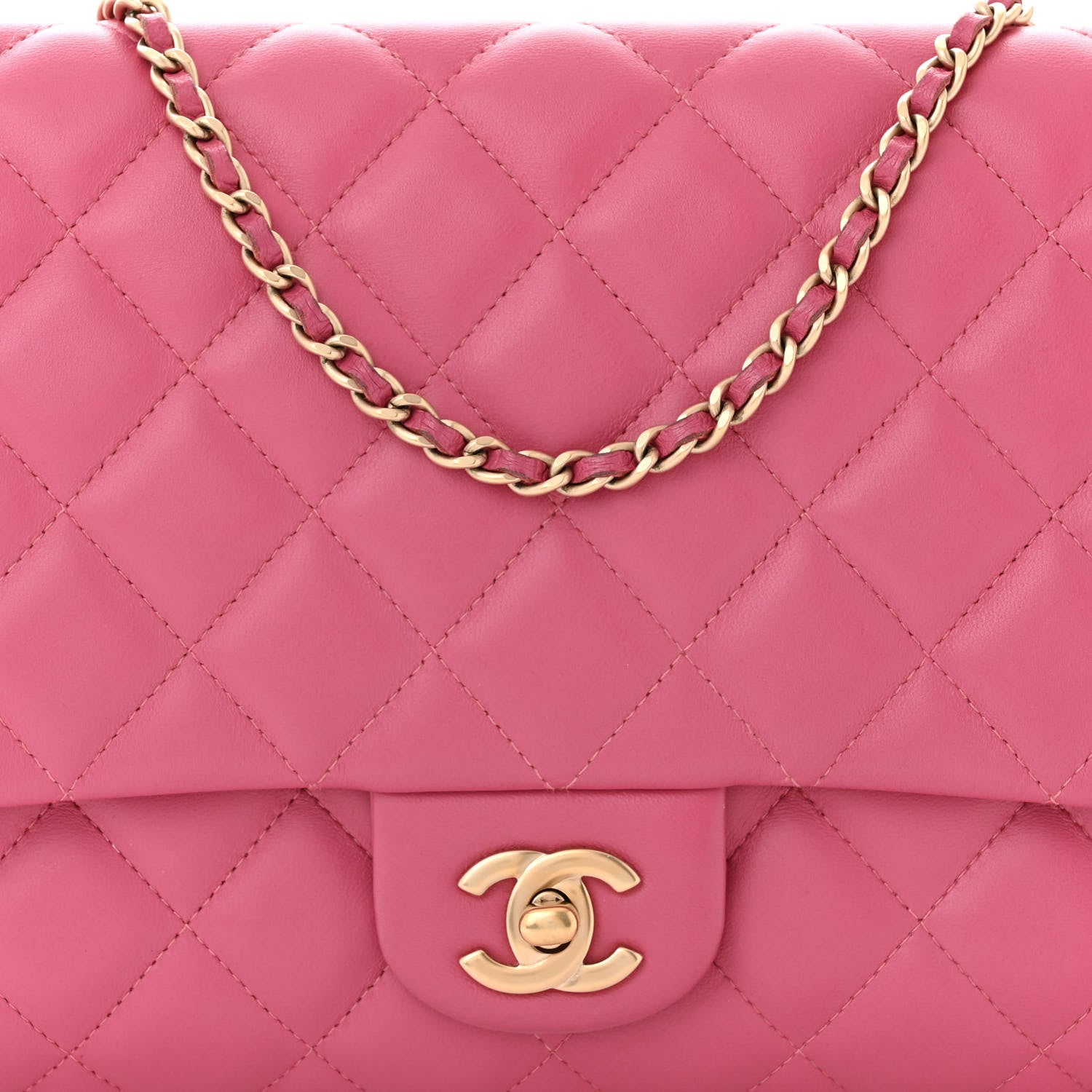 Chanel Lambskin Quilted Clutch With Chain Flap Pink 8 of 10