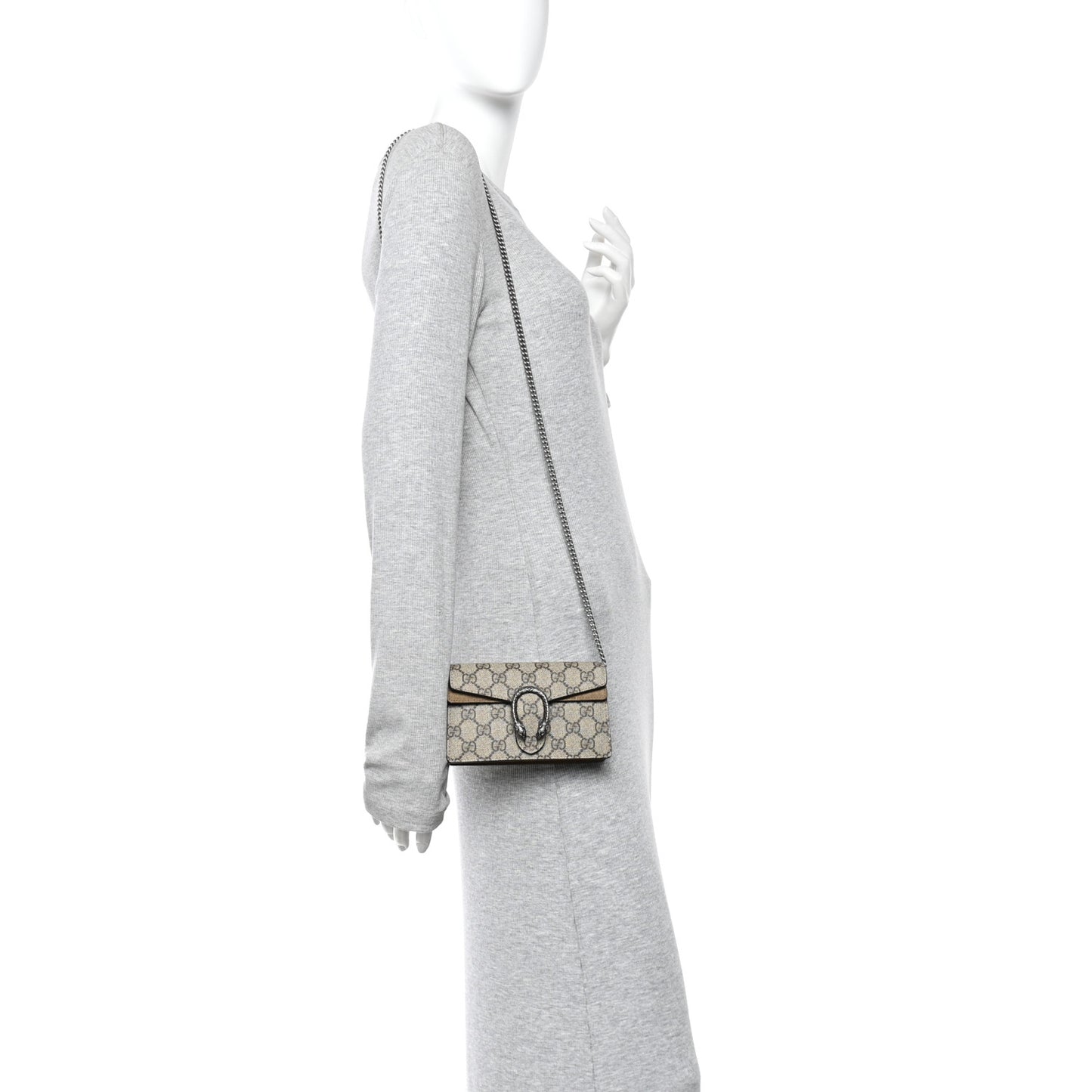 GG Supreme Monogram Super Mini Dionysus Shoulder Bag Taupe