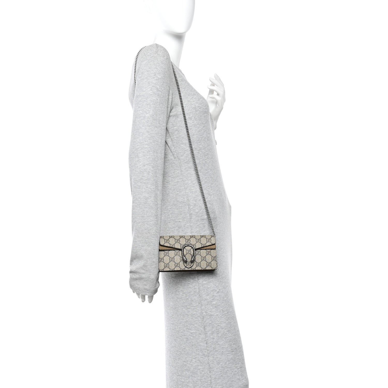 Gucci GG Supreme Monogram Super Mini Dionysus Shoulder Bag Taupe 2 of 9