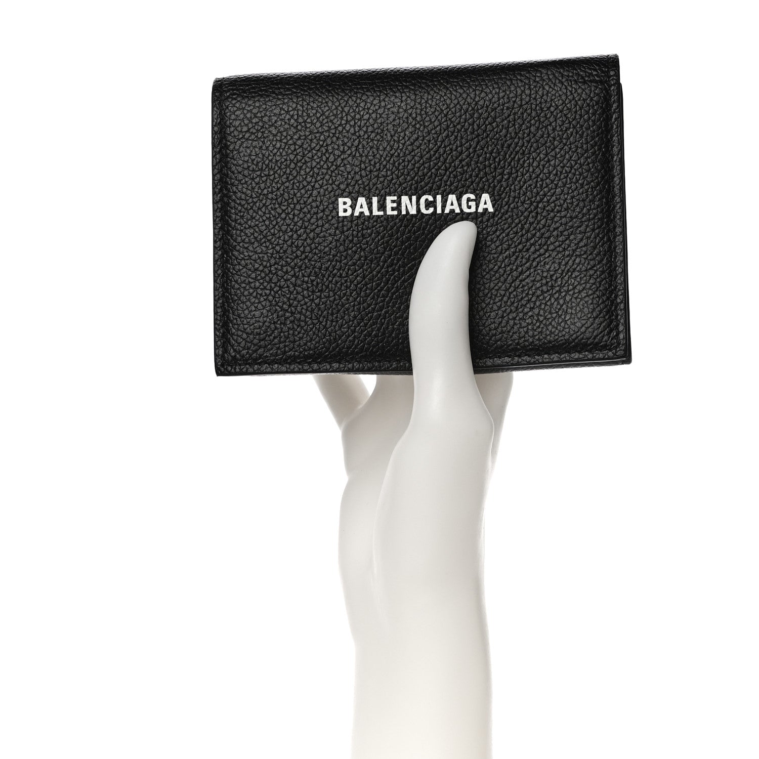 Balenciaga Grained Calfskin Logo Cash Chain Wallet Black White 2 of 13