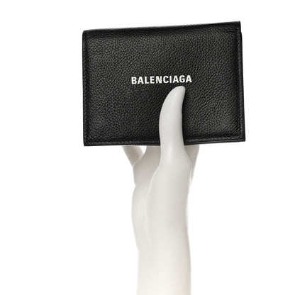 Balenciaga Grained Calfskin Logo Cash Chain Wallet Black White 2 of 13