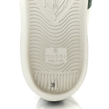 Gucci Calfskin Ayers Bee Embroidered Womens Ace Sneakers 38 White Green 6 of 9