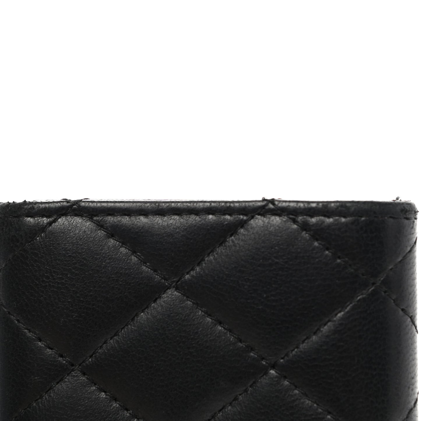 Lambskin Quilted Flap Card Holder Wallet Black