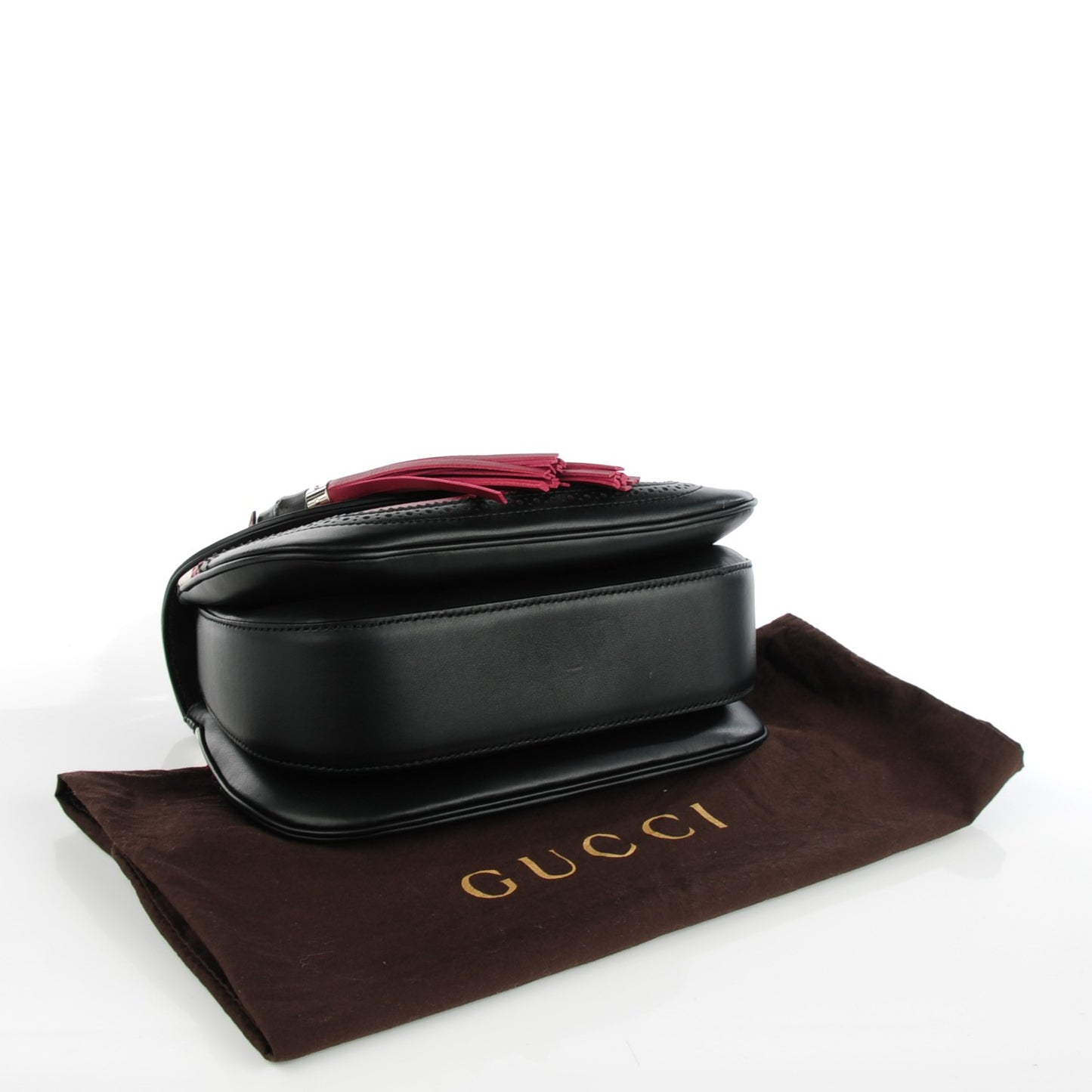 Calfskin Medium New Bamboo Top Handle Bag Bordeaux Black White