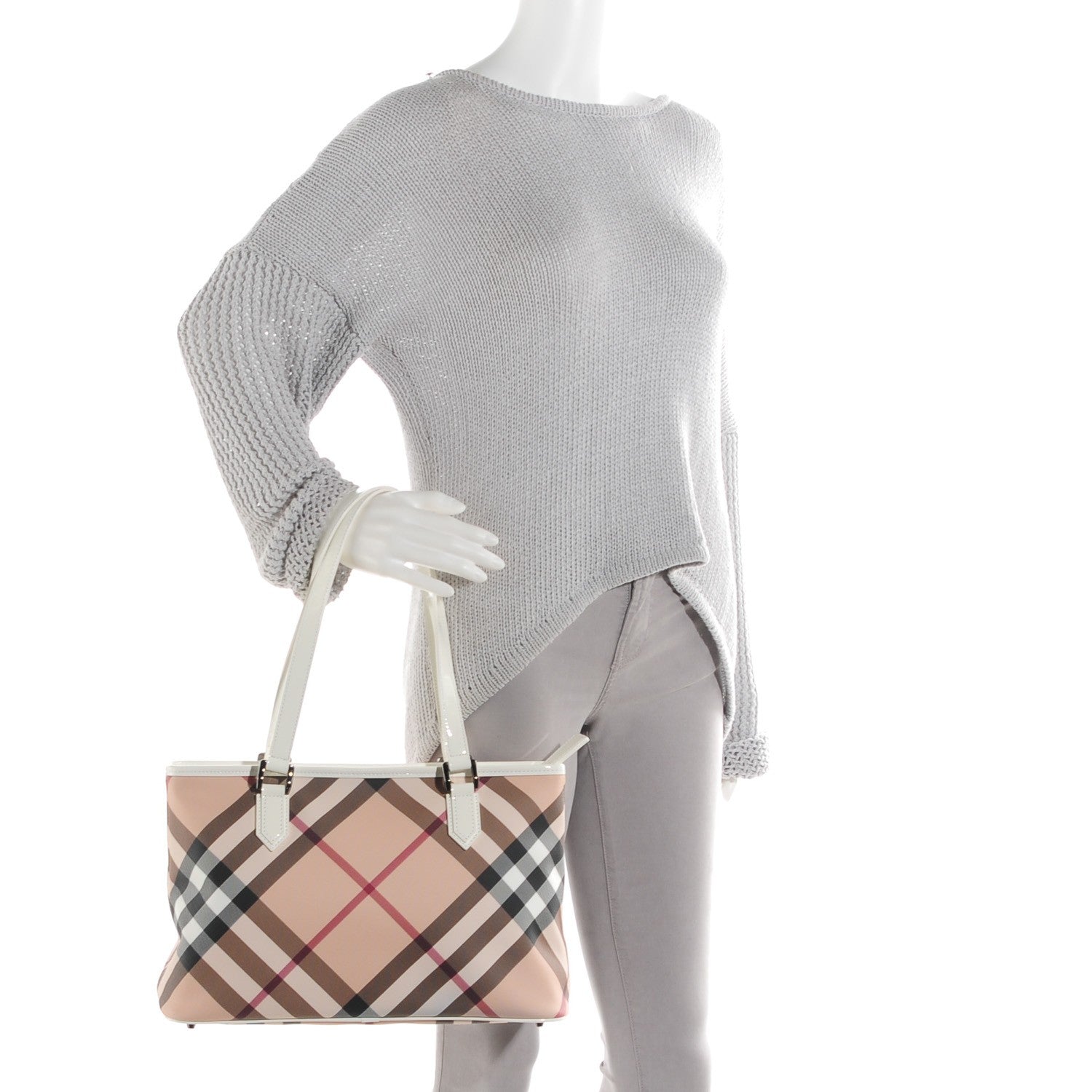 Burberry Nova Check Shopper Tote White 2 of 8