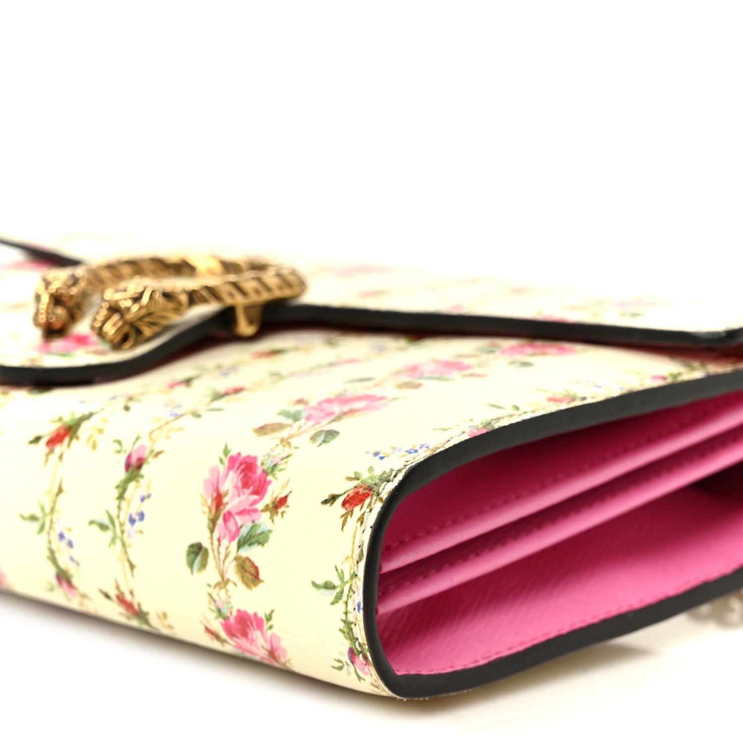 Gucci Calfskin Floral Print Mini Dionysus Chain Wallet Ivory Pink 10 of 10