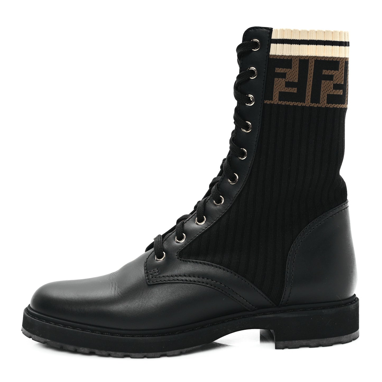 Calfskin Stretch Fabric Rockoko Biker Boots 41 Tobacco Black Marino