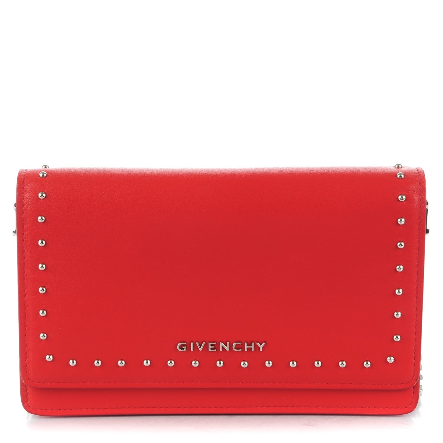 Givenchy Calfskin Studded Pandora Chain Wallet Medium Red 1 of 9