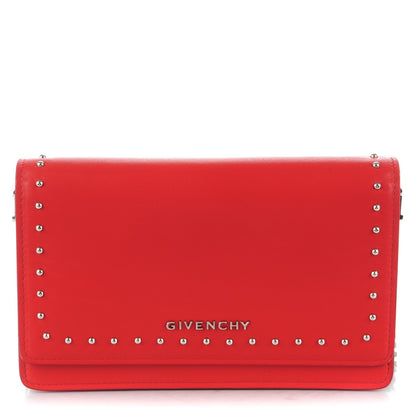 Givenchy Calfskin Studded Pandora Chain Wallet Medium Red 1 of 9