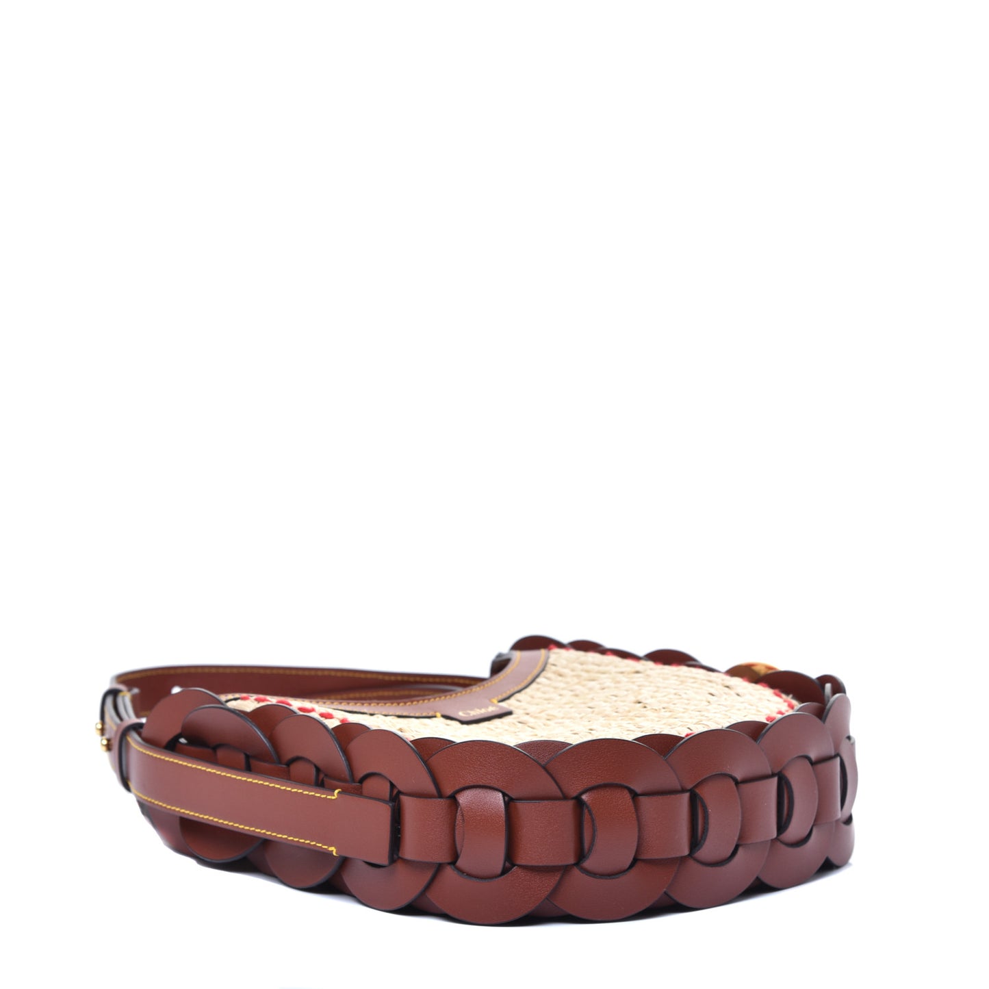 Calfskin Raffia Embroidered Small Darryl Crossbody Brown