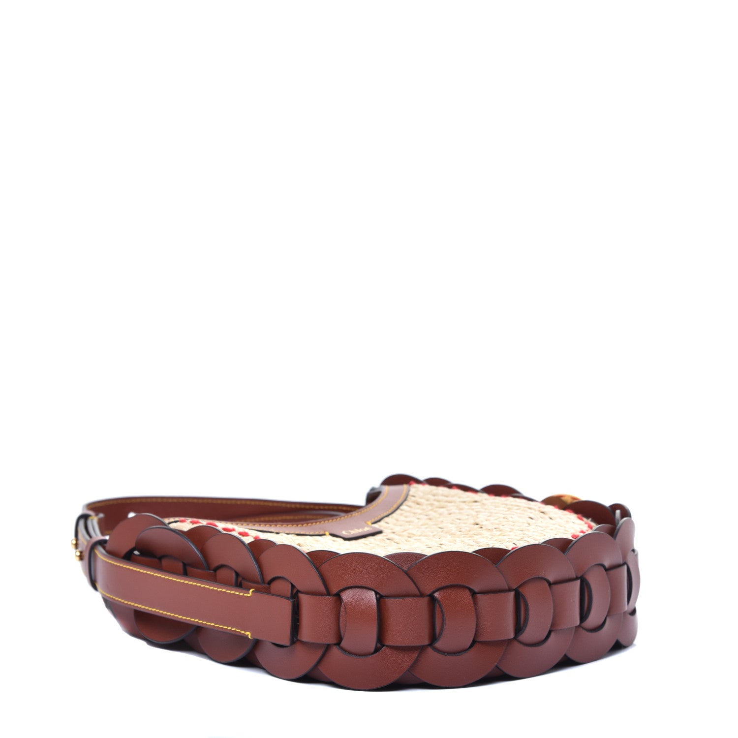 Chloe Calfskin Raffia Embroidered Small Darryl Crossbody Brown 4 of 9
