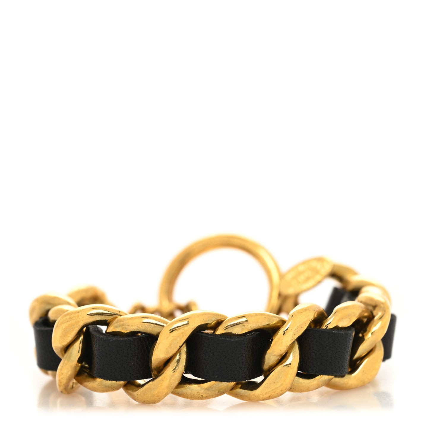 Lambskin Chain Bracelet Black Gold
