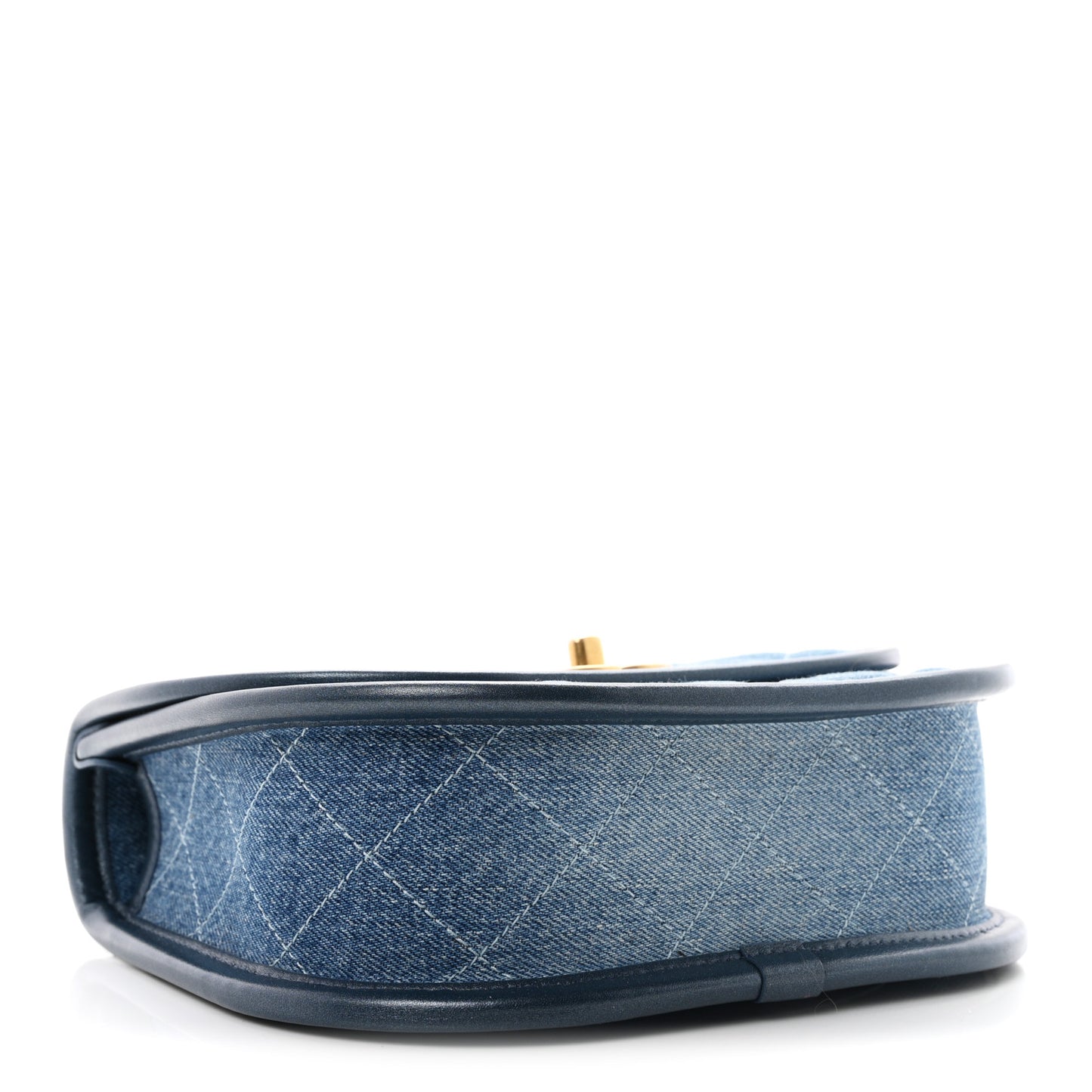 Washed Denim Quilted Small Messenger Flap Blue