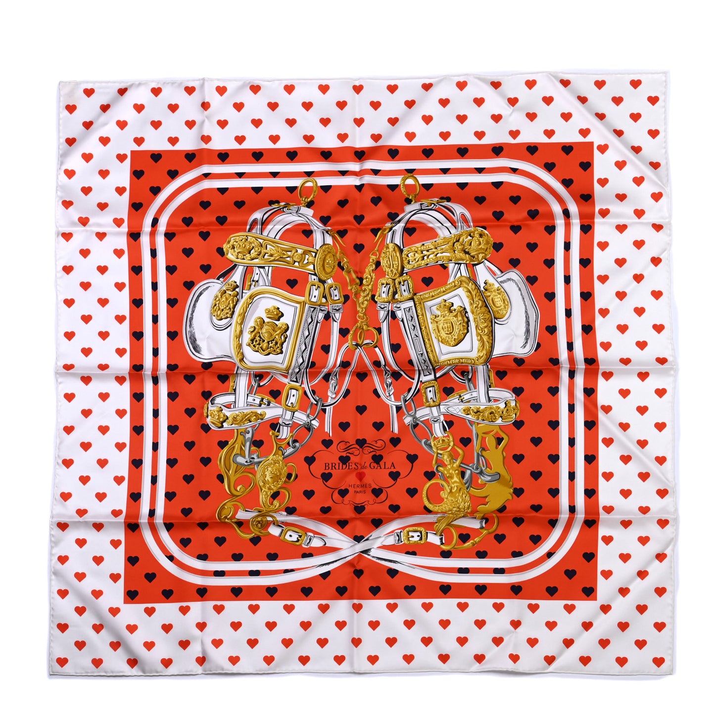 Silk Brides De Gala Love Scarf 90 Orange Marine White