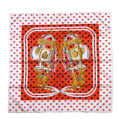 Hermes Silk Brides De Gala Love Scarf 90 Orange Marine White 1 of 4