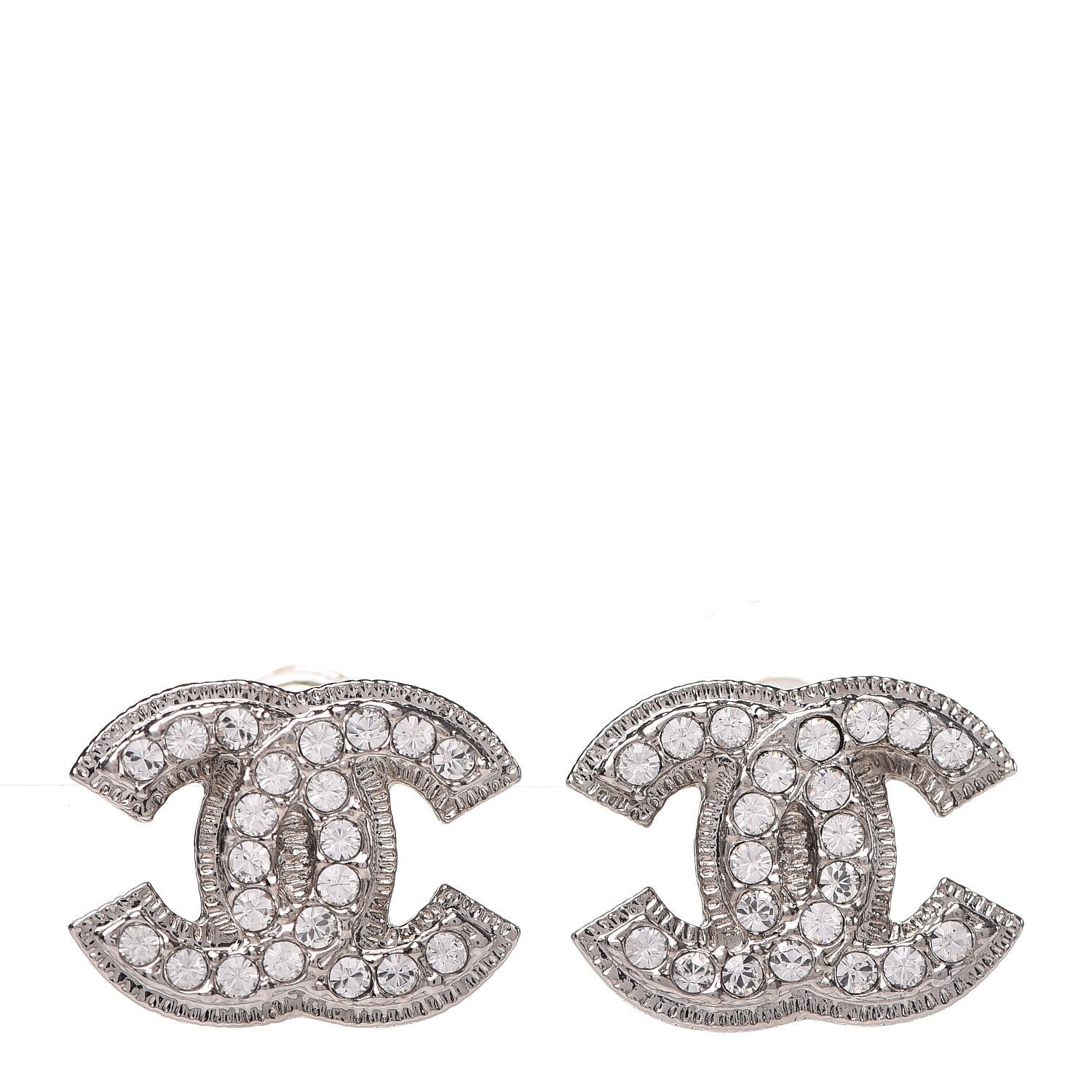 Chanel Crystal CC Earrings Silver 1 of 5