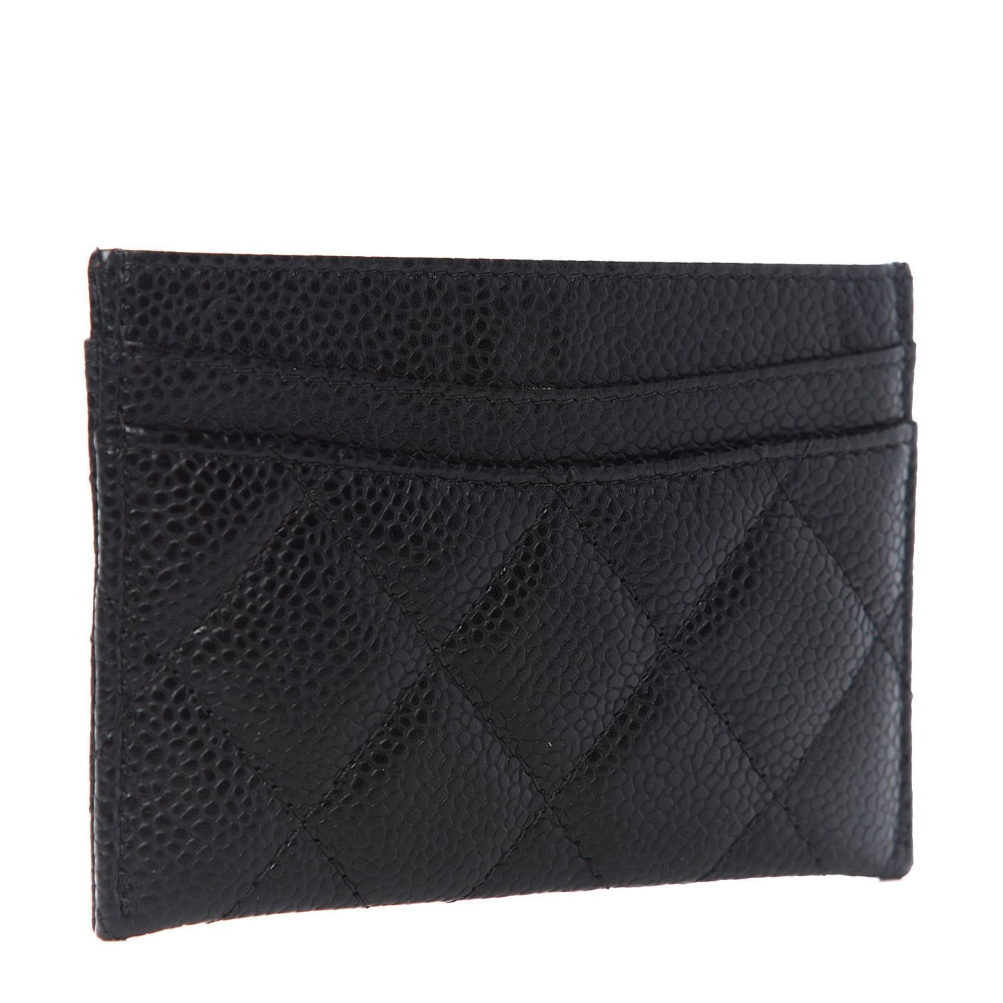 Caviar Quilted Card Holder Black