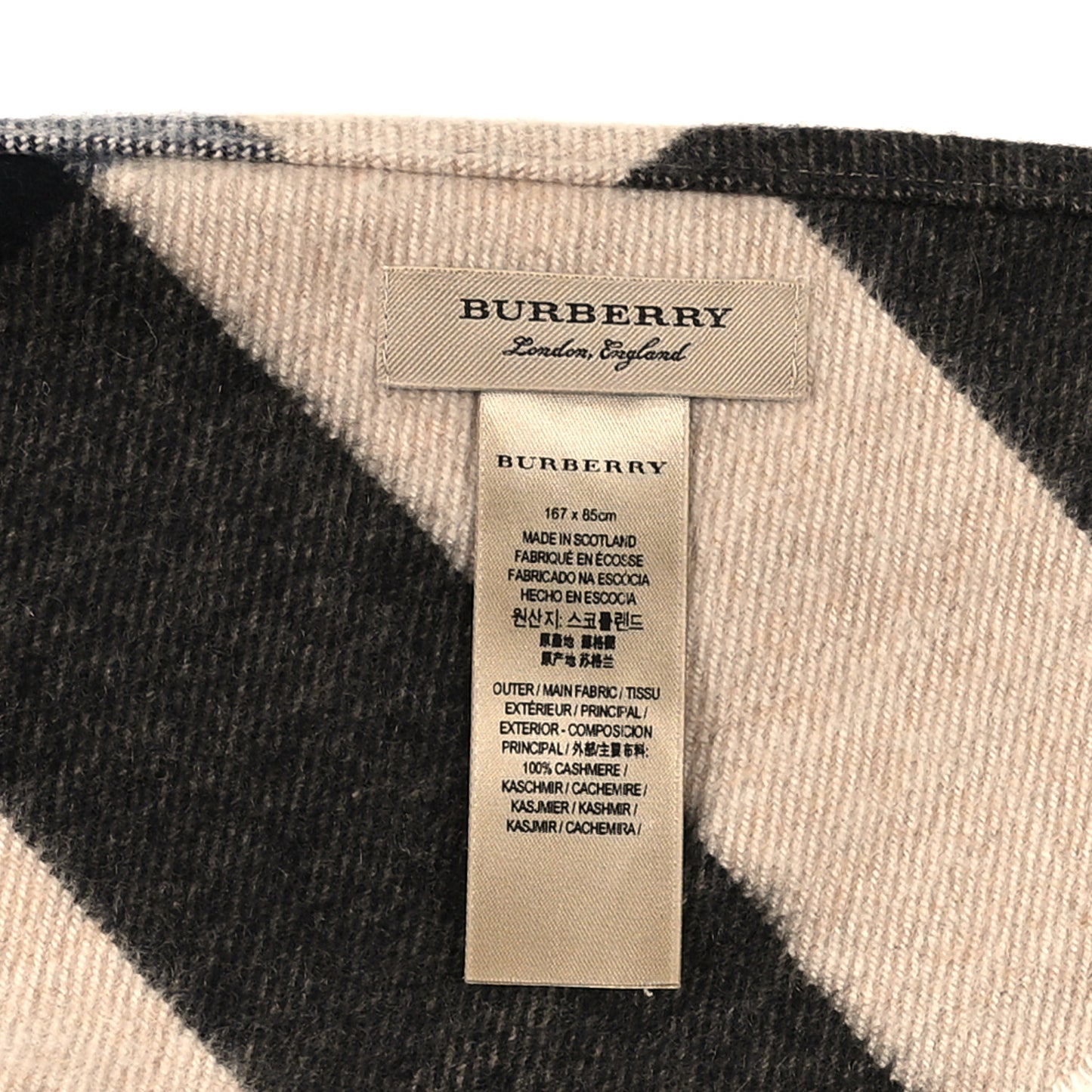 Cashmere Half Mega Check Bandana Scarf Camel
