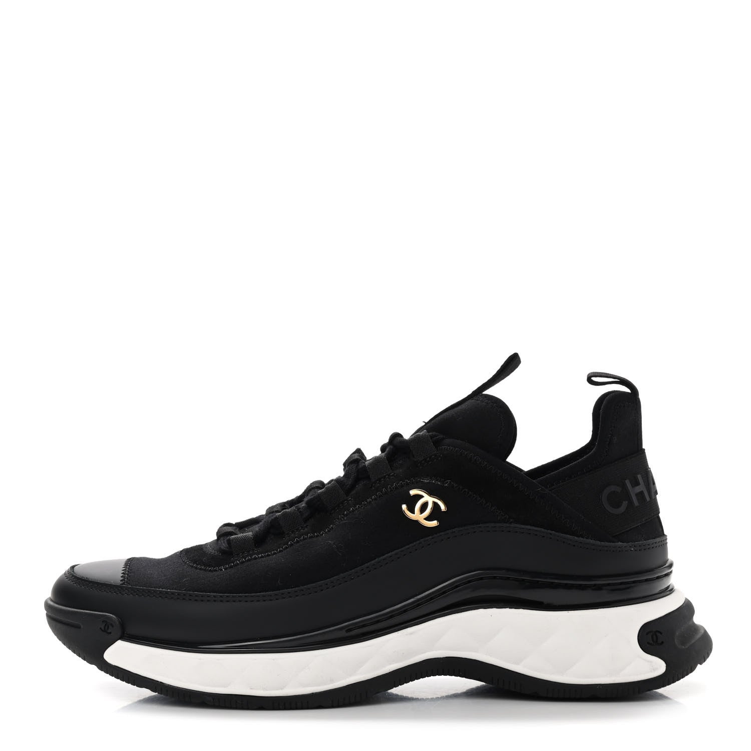 Chanel Velvet Calfskin Mixed Fibers CC Sneakers 40 Black 1 of 10