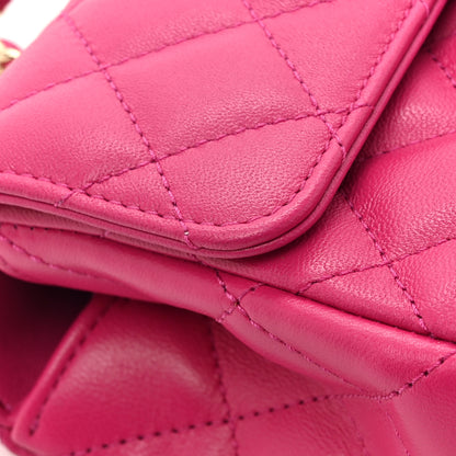 Chanel Lambskin Quilted Mini Crystal Top Handle Rectangular Flap Dark Pink 11 of 12