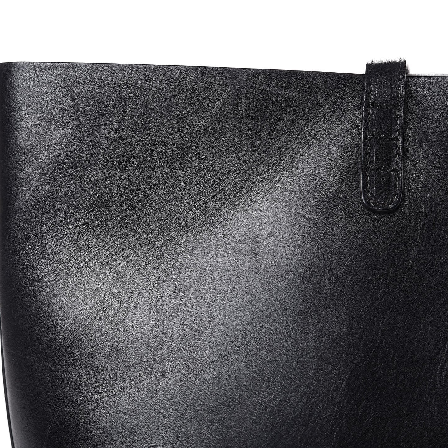 Smooth Calfskin Large Shopping Tote Black Argento
