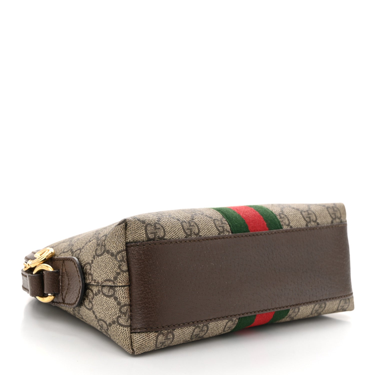 Gucci GG Supreme Monogram Textured Dollar Calfskin Web Small Ophidia Dome Shoulder Bag Beige Ebony New Acero 4 of 10