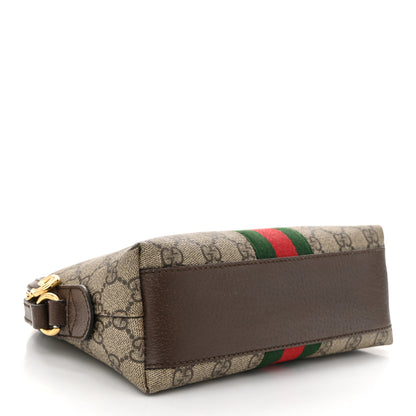 Gucci GG Supreme Monogram Textured Dollar Calfskin Web Small Ophidia Dome Shoulder Bag Beige Ebony New Acero 4 of 10