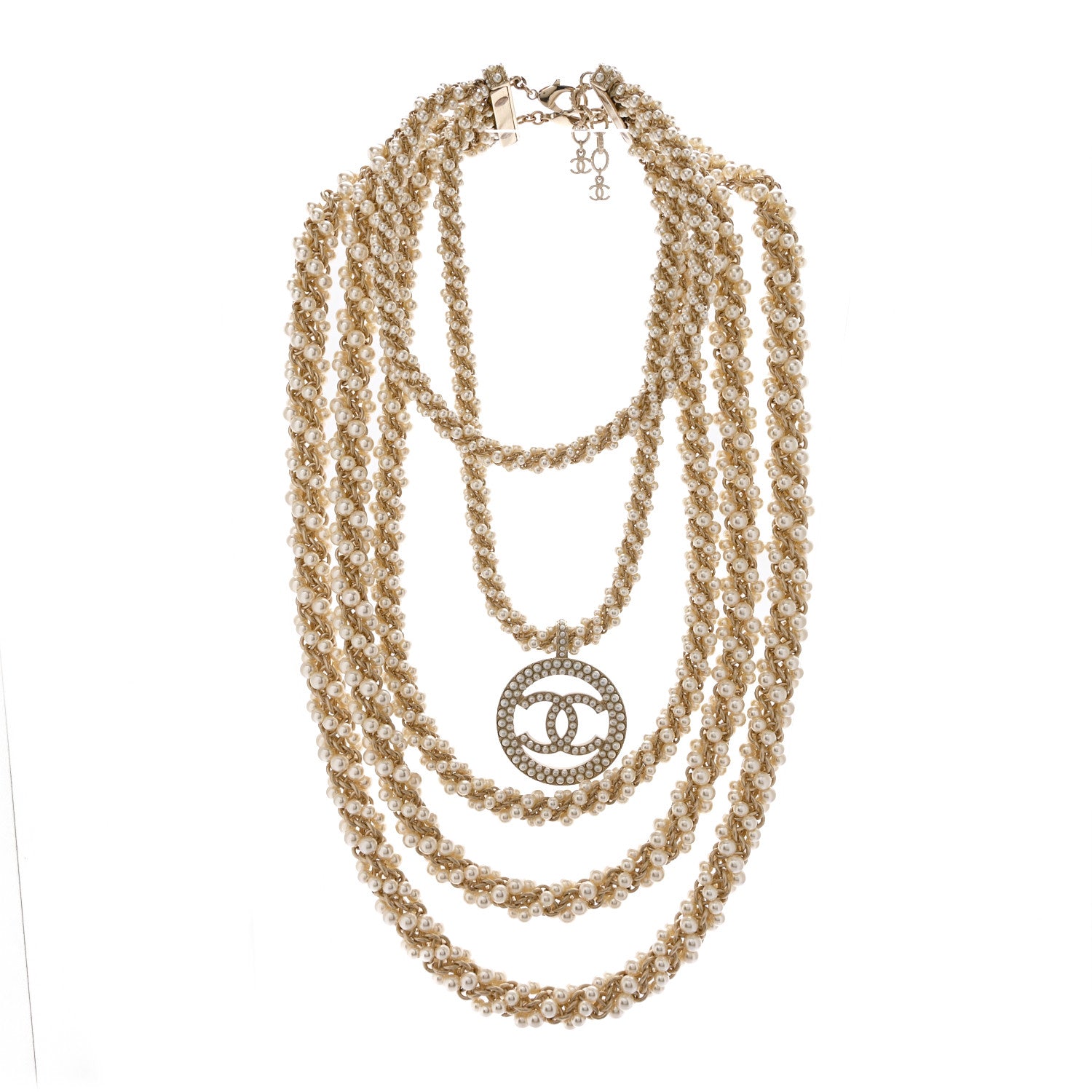 Chanel Pearl CC Long Multistrand Necklace Gold 3 of 6