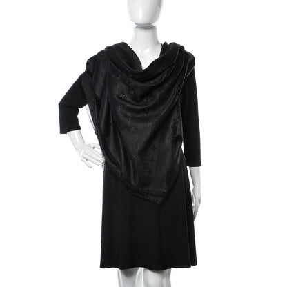 Louis Vuitton Silk Wool Monogram Shawl Black 2 of 6