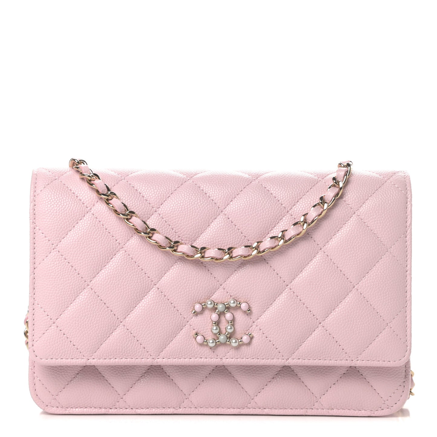 Caviar Quilted Coco Candy Wallet On Chain WOC Light Pink