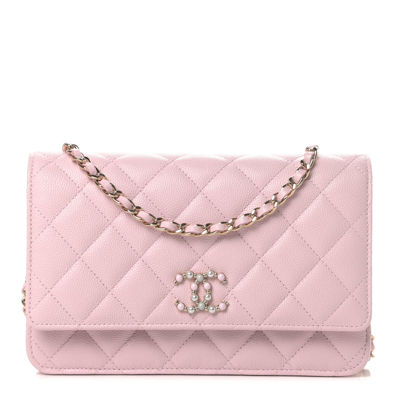 Chanel Caviar Quilted Coco Candy Wallet On Chain WOC Light Pink 1 of 11