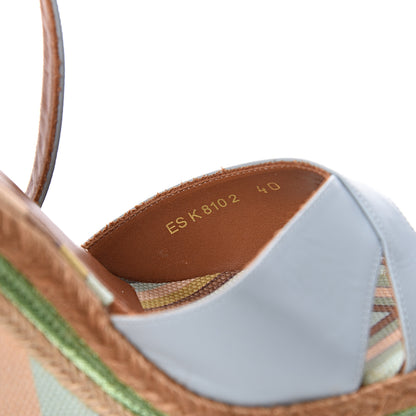 Valentino Garavani Calfskin Canvas Native Couture 1975 Espadrille Wedge Sandals 40 Sky Sorbet Multicolor 10 of 10