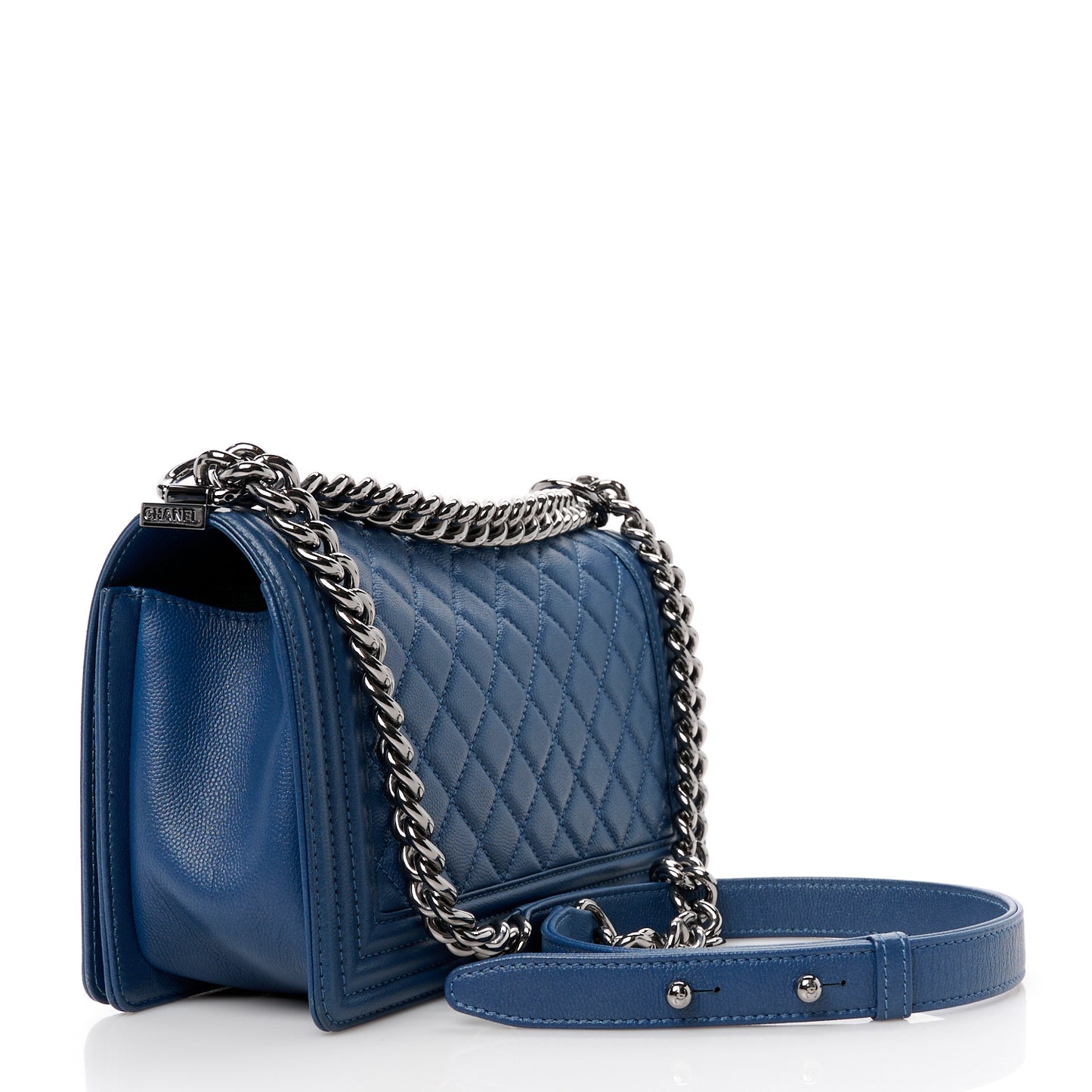 Caviar Quilted Medium Boy Flap Blue
