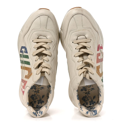Gucci Calfskin Glitter Game Logo Womens Rhyton Sneakers 39 Mystic White 5 of 8