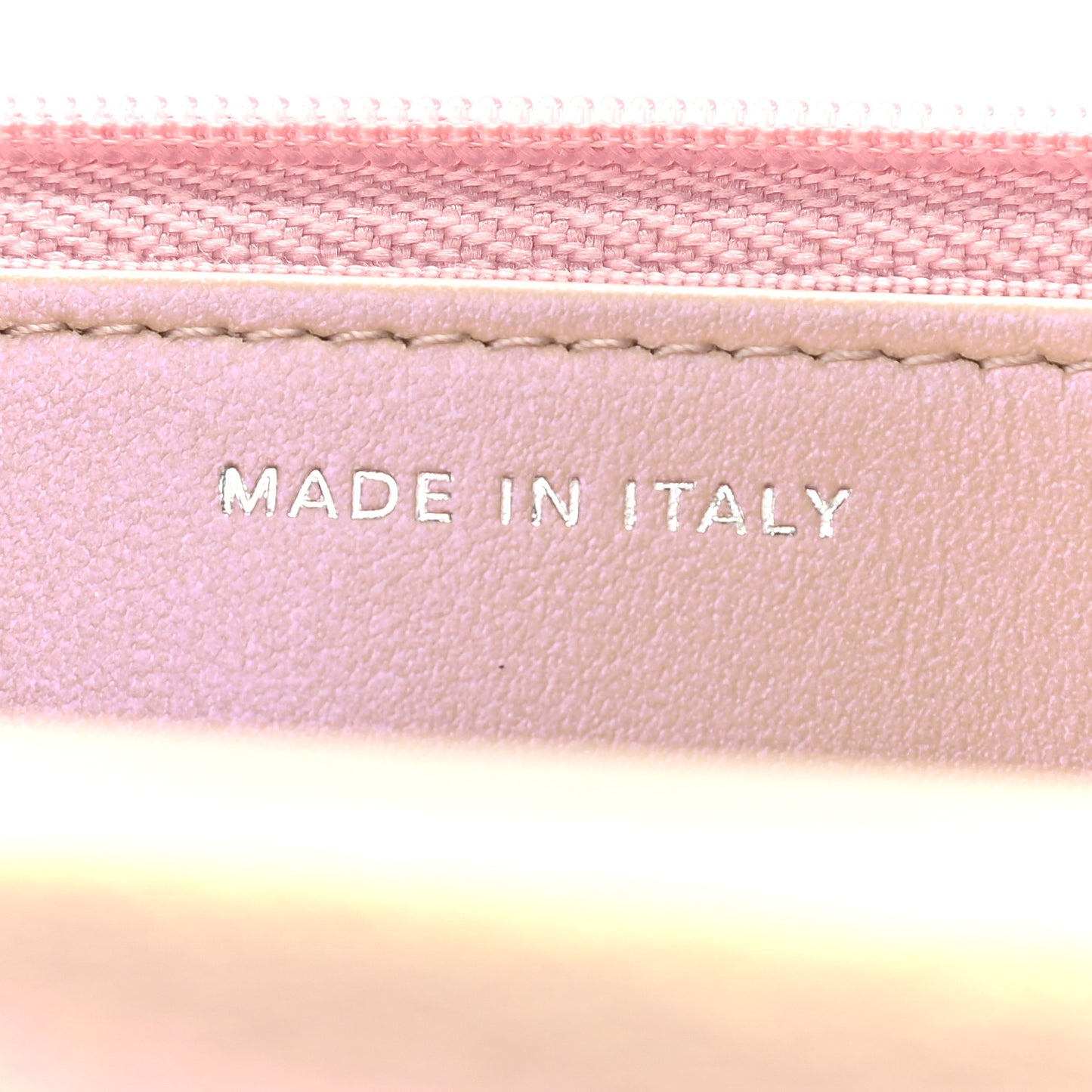 Iridescent Calfskin Quilted Wallet On Chain WOC Pink
