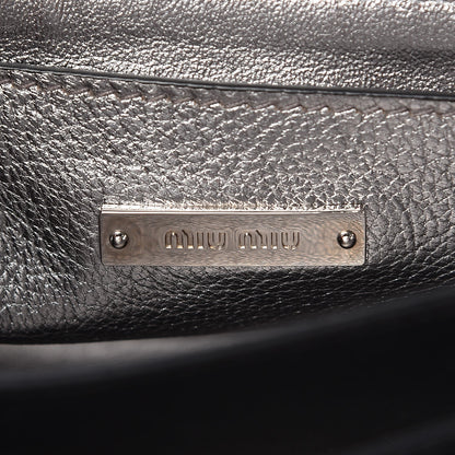 Miu Miu Goatskin Madras Top Handle Bag Silver 7 of 11
